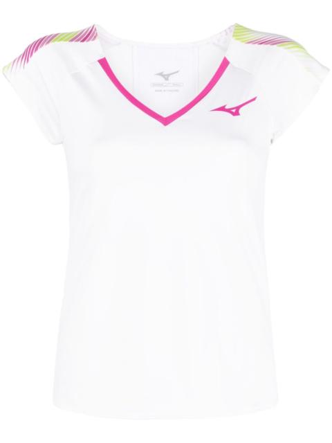 Mizuno logo-print V-neck T-shirt