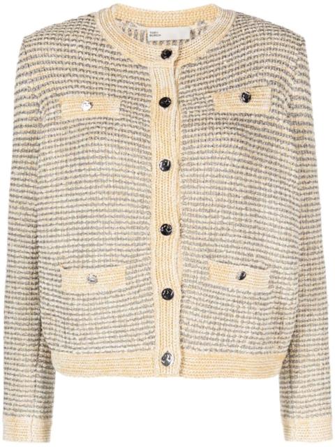 TORY BURCH metallic-thread striped cardigan