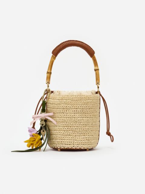 self-portrait Soft Raffia Bucket Bag