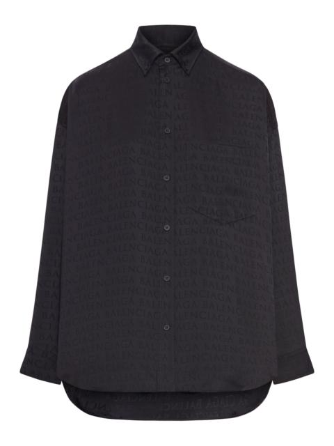 BALENCIAGA FLUID VISCOSE SHIRT WITH ALLOVER TONE-ON-TONE LOGO
