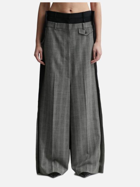 pushBUTTON CHECK SIDE FOLDED WIDE PANTS
