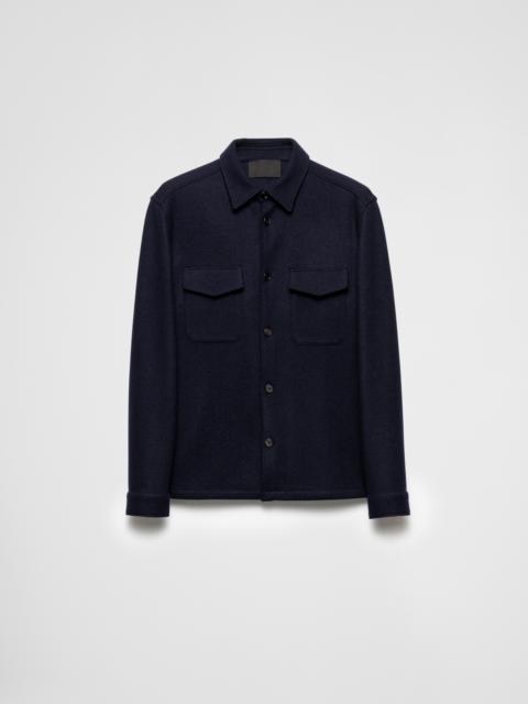 Prada Midnight Blue Wool Bled Shirt | italist | REVERSIBLE
