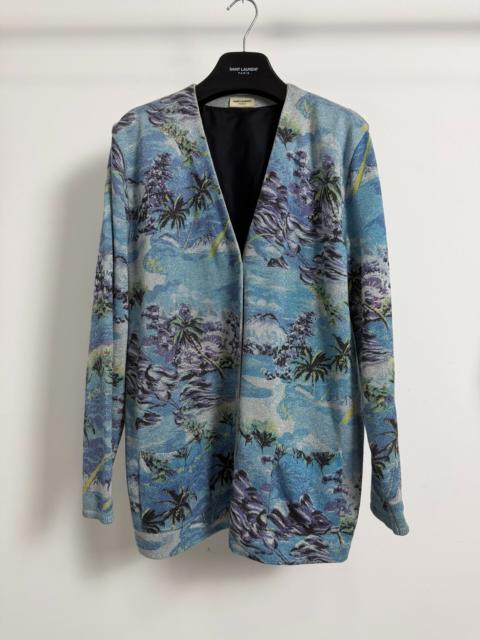 SAINT LAURENT Saint Laurent SS16 Gold Silver Thread Palm Wave Knit Cardigan