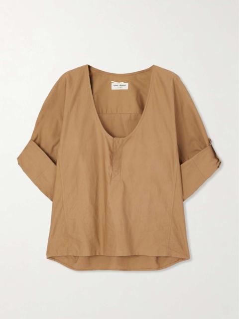 SAINT LAURENT Cotton and linen-blend twill top