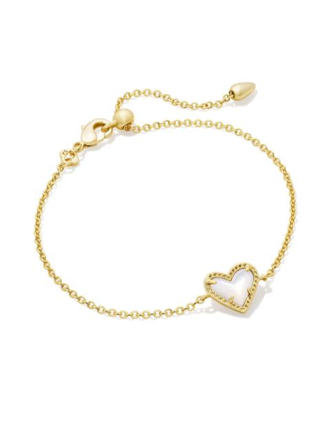 KENDRA SCOTT Ari Heart Gold Delicate Chain Bracelet in Ivory Mother-of-Pearl