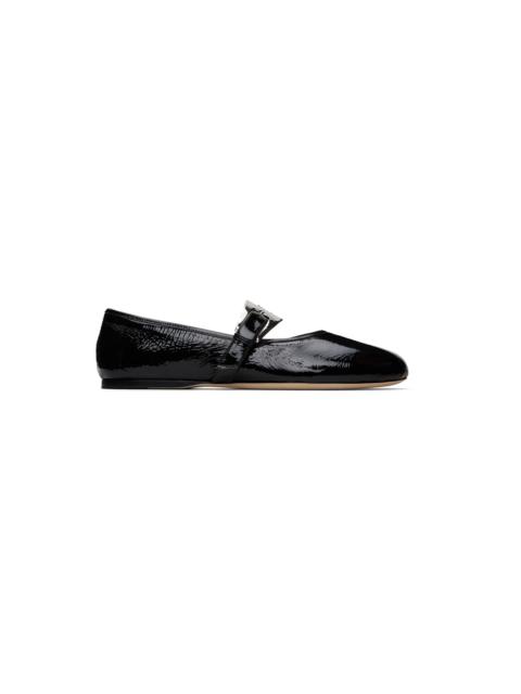PARIS TEXAS Black Sveva Buckle Ballerina Flats