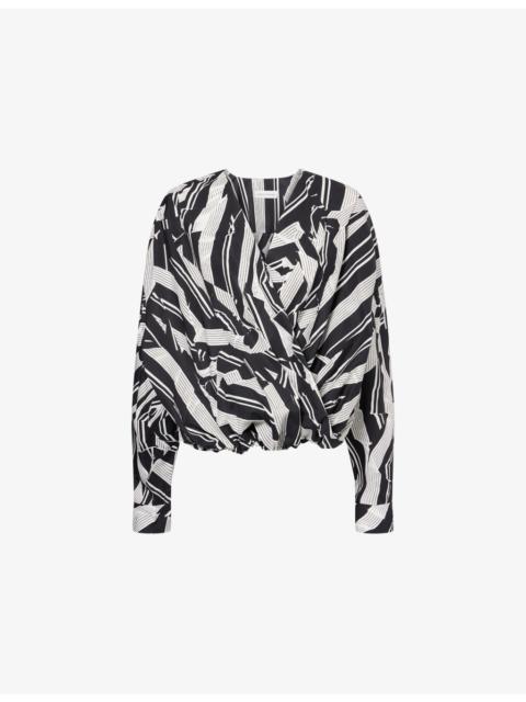 Dries Van Noten Printed Wrap-Front Cotton Shirt