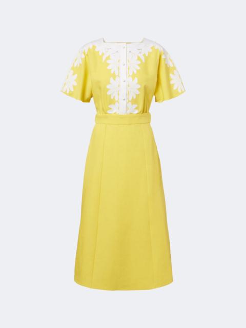 Valentino Embroidered linen midi dress