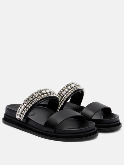 JIMMY CHOO Jadi crystal-embellished leather slides