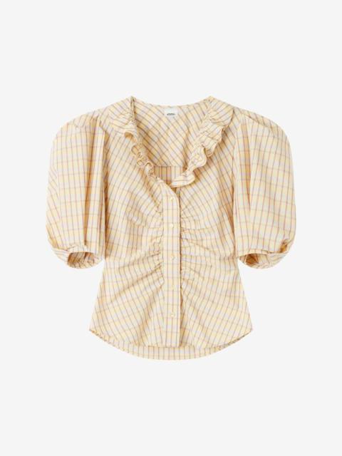 CATALIA CHECKED SILK TOP