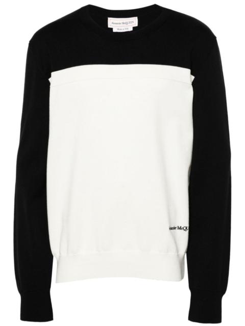 logo-embroidered cotton-blend jumper