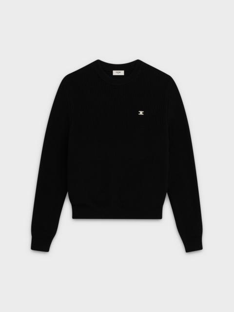 CELINE CREW NECK SWEATER IN 'TRIOMPHE' RIBBED WOOL