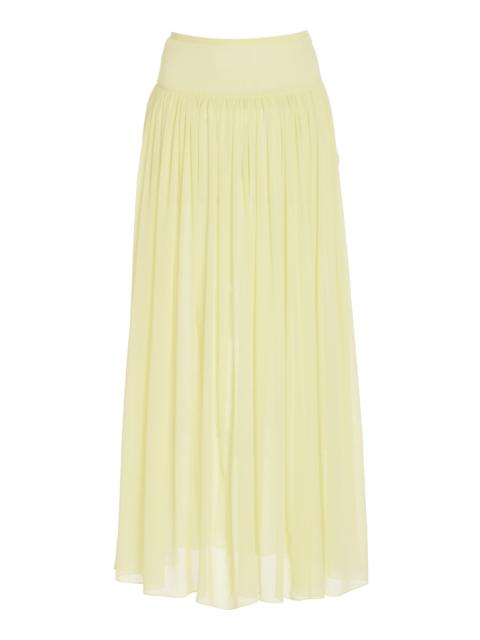 Reina Silk Chiffon Midi Skirt lime green