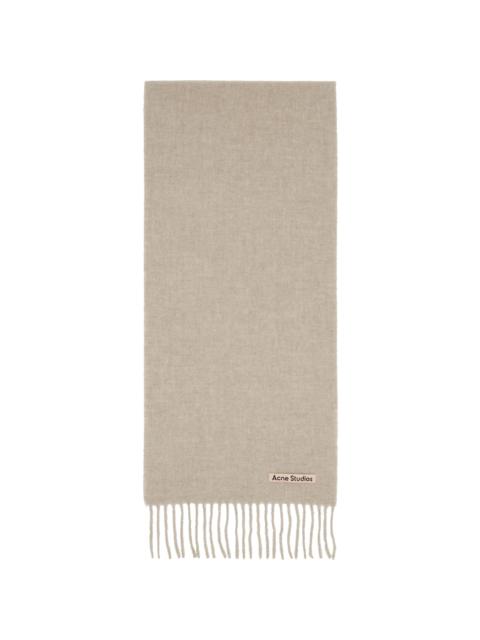 Acne Studios Beige Skinny Fringe Wool Scarf