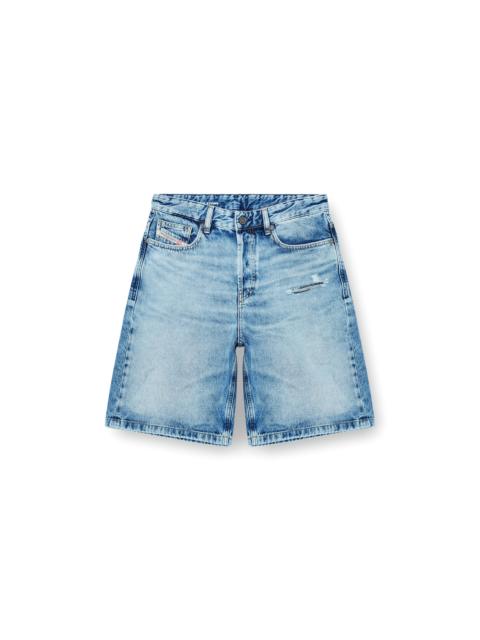Diesel RELAXED SHORTS IN FLUID DENIM WITH ABRASIONS