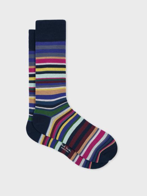 Paul Smith Navy Mixed Multicolour Stripe Socks
