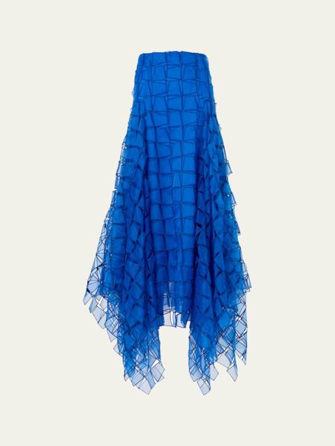 AKRIS Embroidered Organza Maxi Handkerchief Skirt