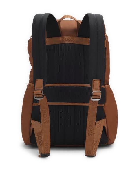 BOSS BOSS SELECTED BY SHOHEI OHTANI MULTI-POCKET BACKPACK WITH DOUBLE B MONOGRAM TRIM