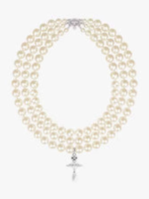 Vivienne Westwood THREE ROW PEARL DROP CHOKER | WHITE/SILVER