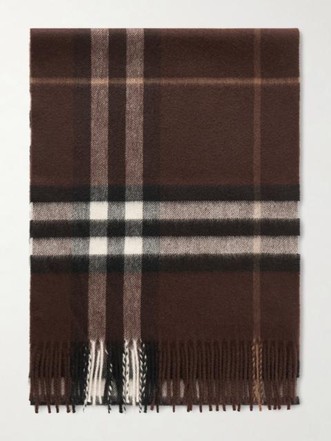 Burberry Fringed Checked Cashmere Scarf