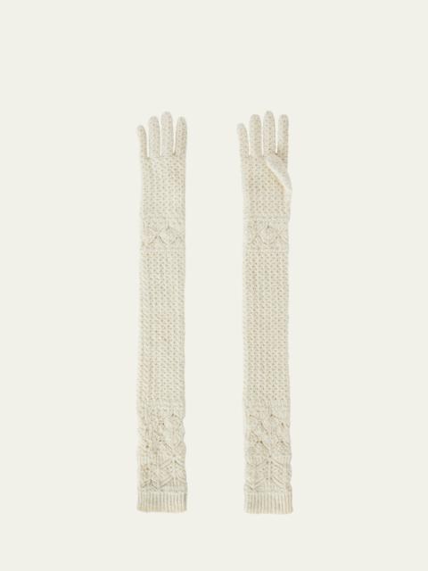 Loro Piana Long Knit Cashmere Gloves