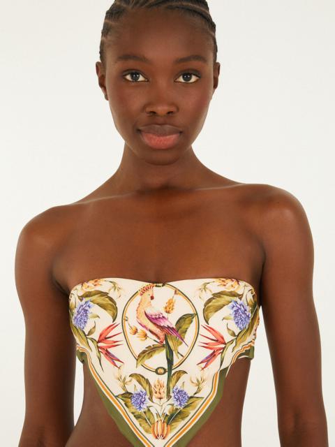 FARM RIO Light Blush Strelitzia Cropped Bikini Top
