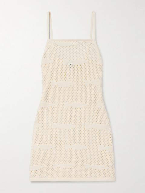 STAUD Rio Crocheted Cotton Mini Dress
