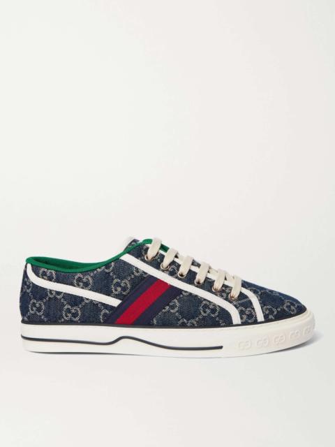 GUCCI Tennis 1977 Webbing-Trimmed Logo-Jacquard Canvas Sneakers