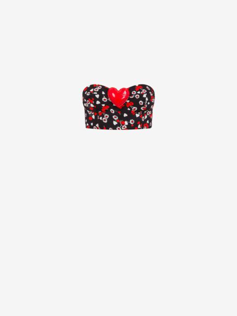 Moschino ALL-OVER HEARTS OTTOMAN CROPPED TOP