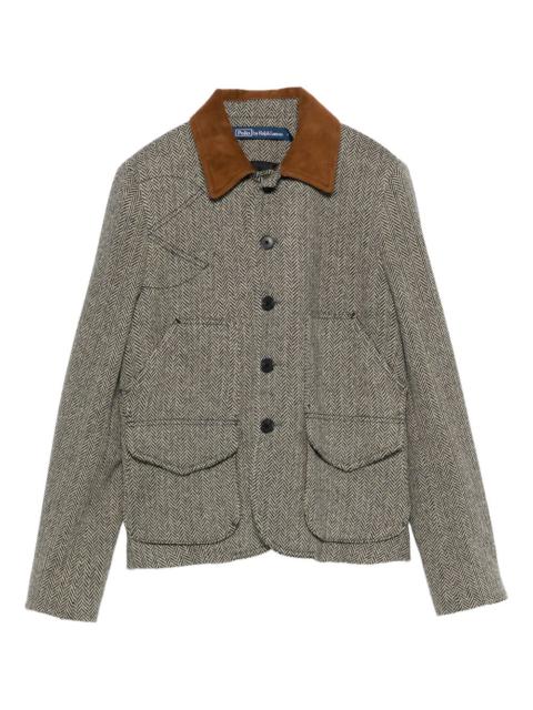 Polo Ralph Lauren suede-trim herringbone jacket