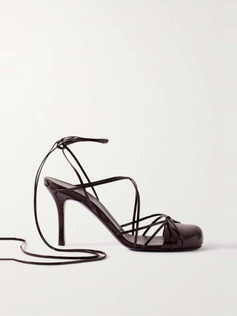 Joan lace-up patent-leather sandals
