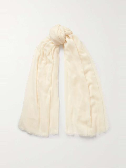 Enya frayed cashmere-twill scarf