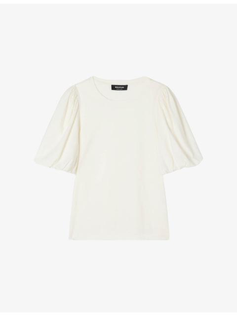 WHISTLES Puff-Sleeved Round-Neck Cotton-Jersey T-Shirt