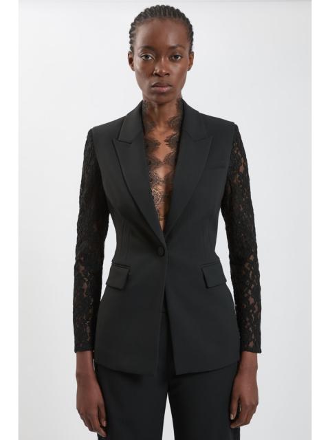 KAREN MILLEN Compact Stretch Lace Mix Tailored Single Breasted Blazer