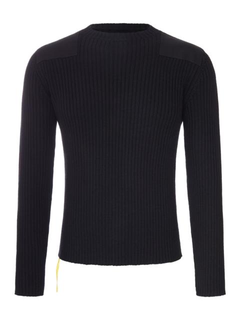FENDI BLACK RIBBED SWEATER WITH SHOULDER DETAILS
