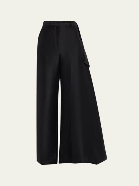 HEIRLOME Rickie Shantung Silk Asymmetric Wide-Leg Trousers