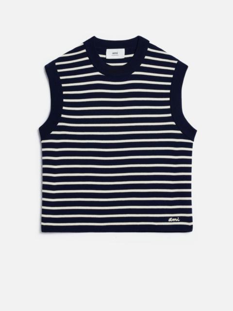 Ami Embroidery Sleeveless Sailor Sweater