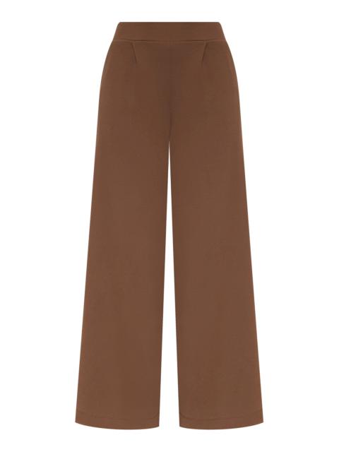 ANDRES OTALORA Celebrada Mid-Rise Stretch-Cotton Wide-Leg Pants brown