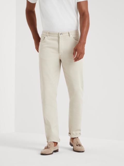 Brunello Cucinelli Garment-dyed comfort lightweight denim traditional fit five-pocket trousers