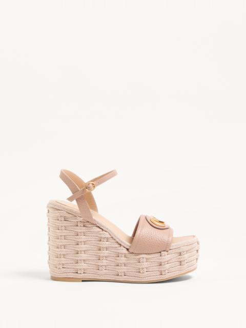 Valentino VLOGO SIGNATURE WEDGE SANDAL IN GRAINY CALFSKIN 120MM