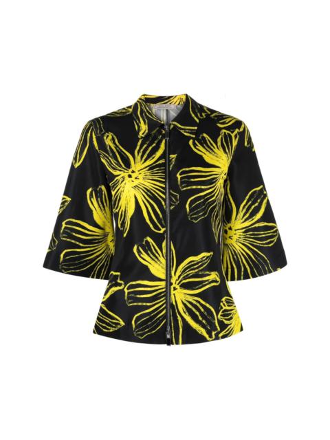 floral-print zip-up shirt