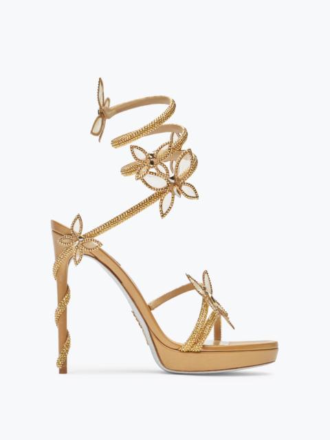 RENE CAOVILLA Margot Gold Platform Sandal With Butterflies 120