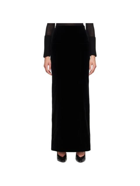 Alaïa Black Column Velvet Maxi Skirt