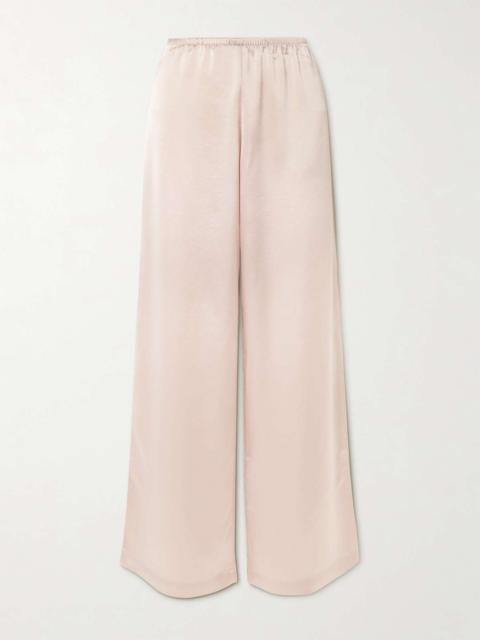 LESET Barb satin wide-leg pants Blush