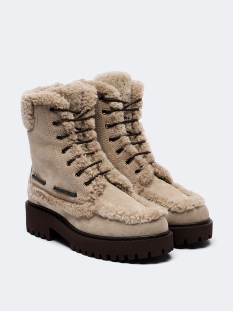 Brunello Cucinelli Monili shearing-lined suede lace-up boots