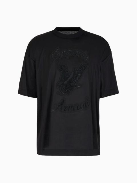 ASV Clubwear oversize T-shirt in Lyocell-blend jersey with rhinestone patch and embroidery