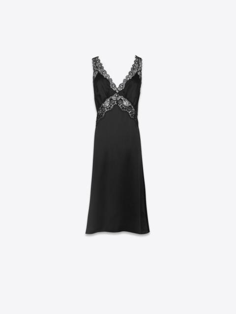 SAINT LAURENT slip dress in silk satin crepe