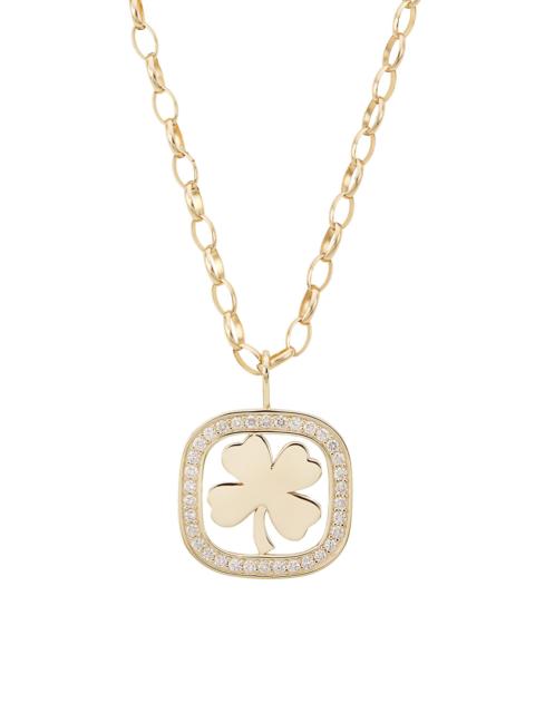 SYDNEY EVAN Women's XL Clover 14K Gold & Diamond Open Icon Charm Necklace - Gold