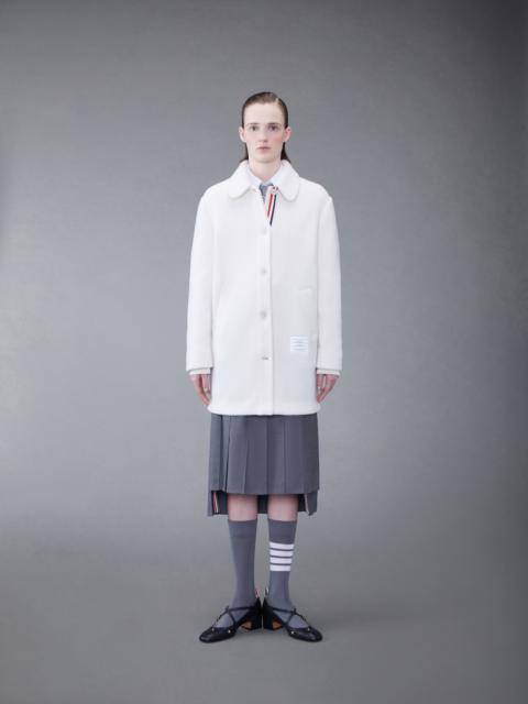 Thom Browne Wool Fleece Stripe Round Collar Overcoat