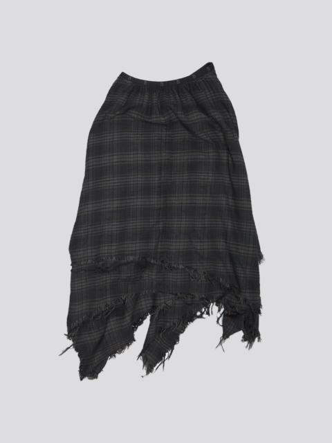 MIDI HANDKERCHIEF SKIRT - OVERDYED BLACK PLAID - R13